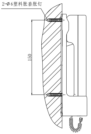 GST-TS-100A 型消防電話(huà)分機安裝示意圖
