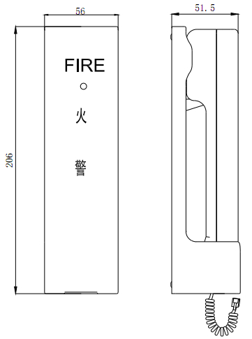 GST-TS-100A型消防電話(huà)分機外形結構圖