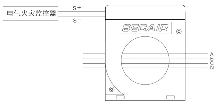 J-SCM41(160)剩余電流式<a href=http://www.v201.cn/dianqihuozai/ target=_blank class=infotextkey>電氣火災監控</a>探測器接線(xiàn)圖