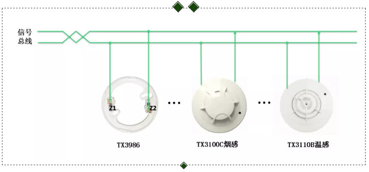 TX3100C點(diǎn)型光電感煙火災探測器、TX3110B點(diǎn)型光電感溫火災探測器接線(xiàn)圖